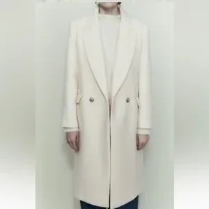 Zara white outlet wool coat
